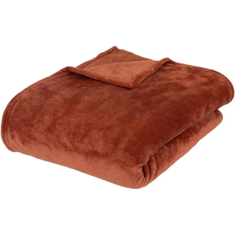 Plaid Coperta 230x180cm flanella in terracotta - Terracotta - Atmosphera