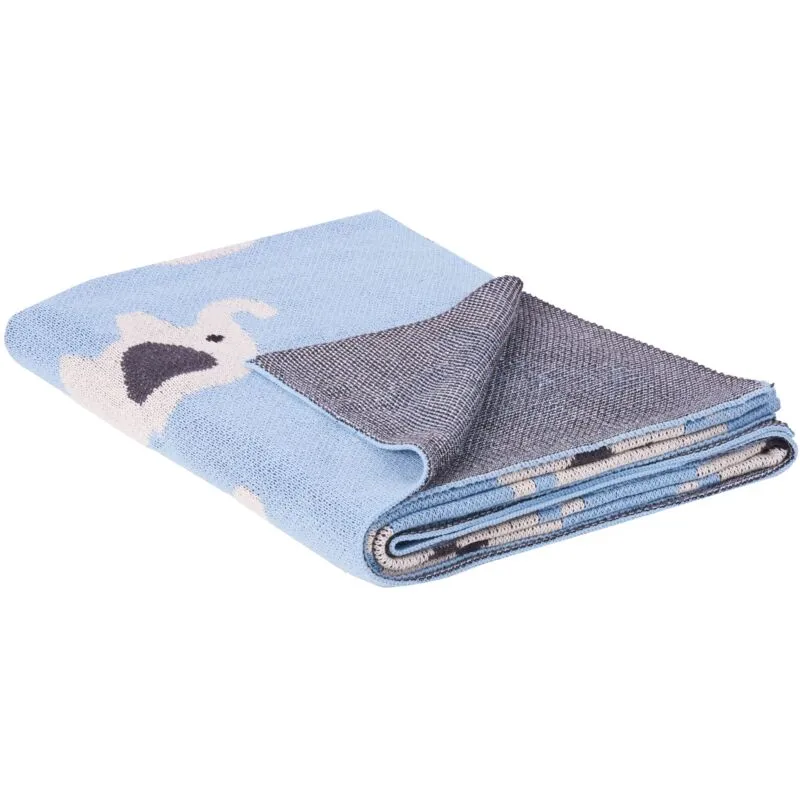 Coperta per bambini in cotone con motivo a elefante 130 x 170 cm Blu Hilkot