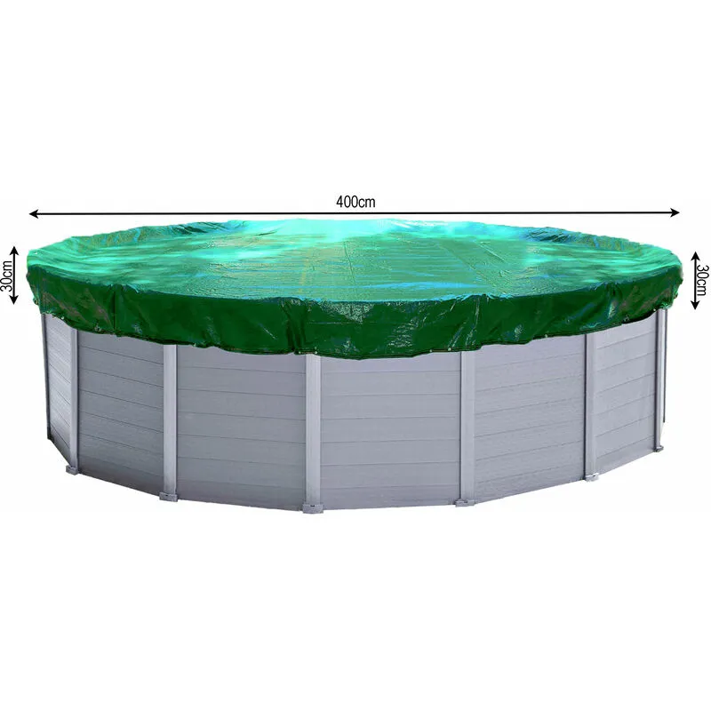 Copertura invernale per piscina Rotonda 180g / m² per dimensioni piscina 366 - 400 cm Dimensioni tela cerata ø 460cm Verde