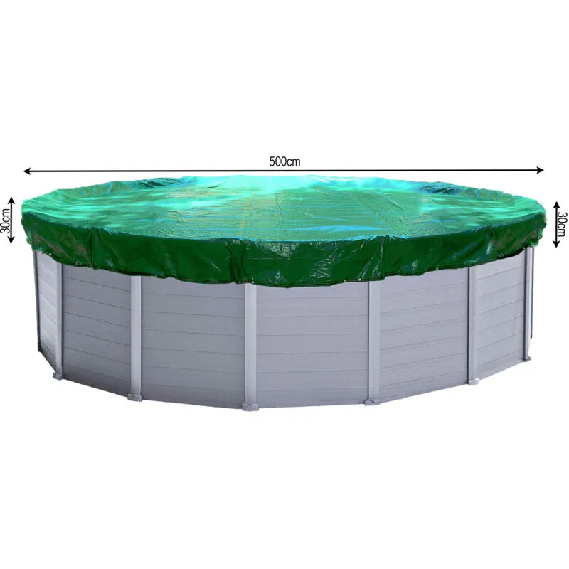 Copertura invernale per piscina Rotonda 180g / m² per dimensioni piscina 460 - 500 cm Dimensioni tela cerata ø 560 cm Verde