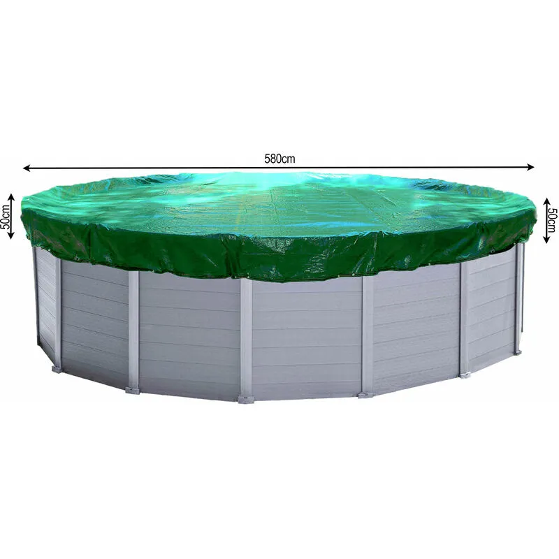 Copertura invernale per piscina Rotonda 180g / m² per dimensioni piscina 550-600 cm Dimensioni tela cerata ø 680 cm Verde