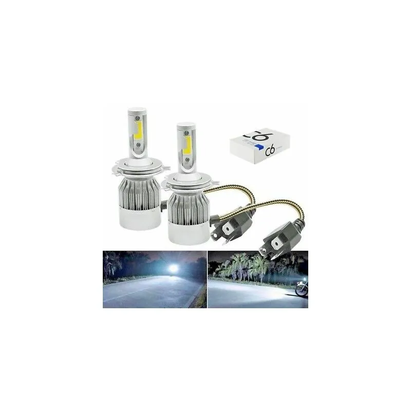 Coppia lampade led auto fari H4 moto kit lampadine 36W luce bianca 6000K 3800LM