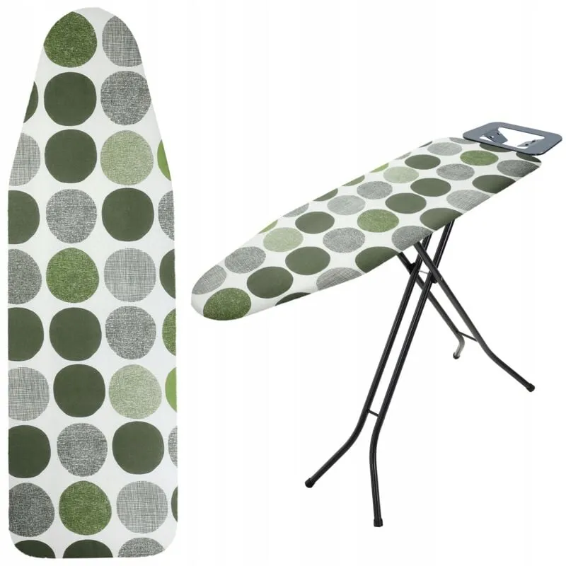 Copriasse da stiro , con coulisse, per una stiratura più veloce, universale, in 2 misure, cotone, cerchio verde, 120 x 40 cm