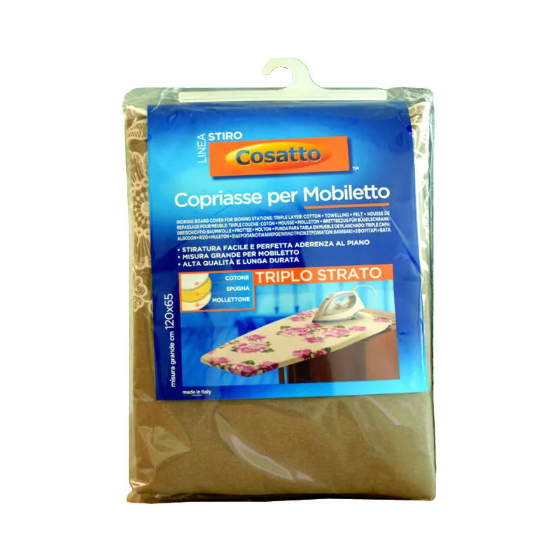 Copriasse per mobiletto stiro triplo strato con mollettone - cm.120x65