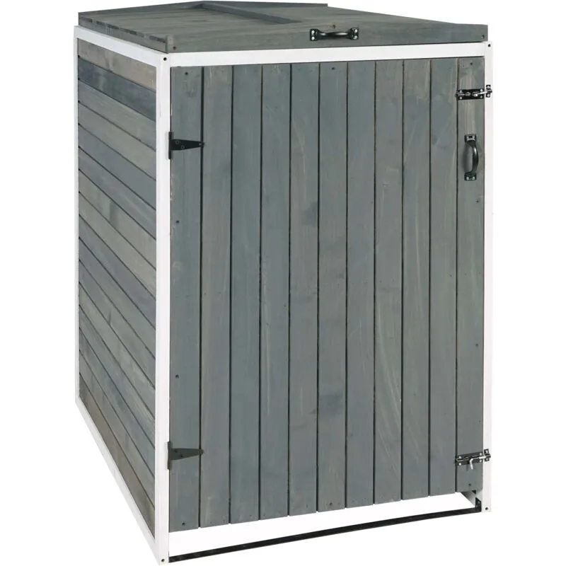  - non utilizzato] Copribidone box spazzatura rifiuti 981 98x80x126cm legno abete grigio bianco - grey