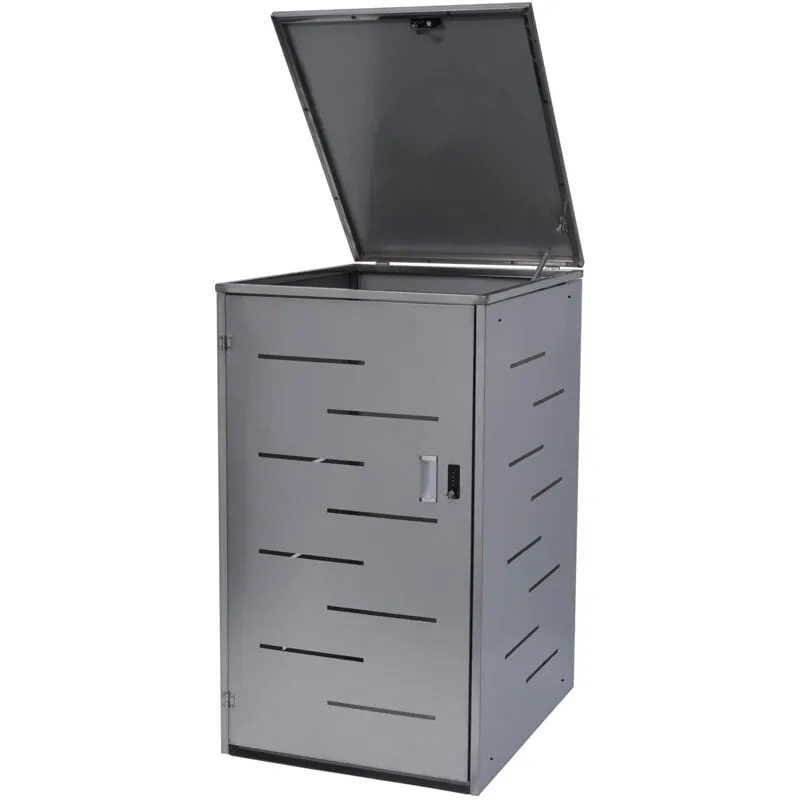  - Copribidone singolo box spazzatura rifiuti 323 80x66x116,5cm acciaio inox - grey