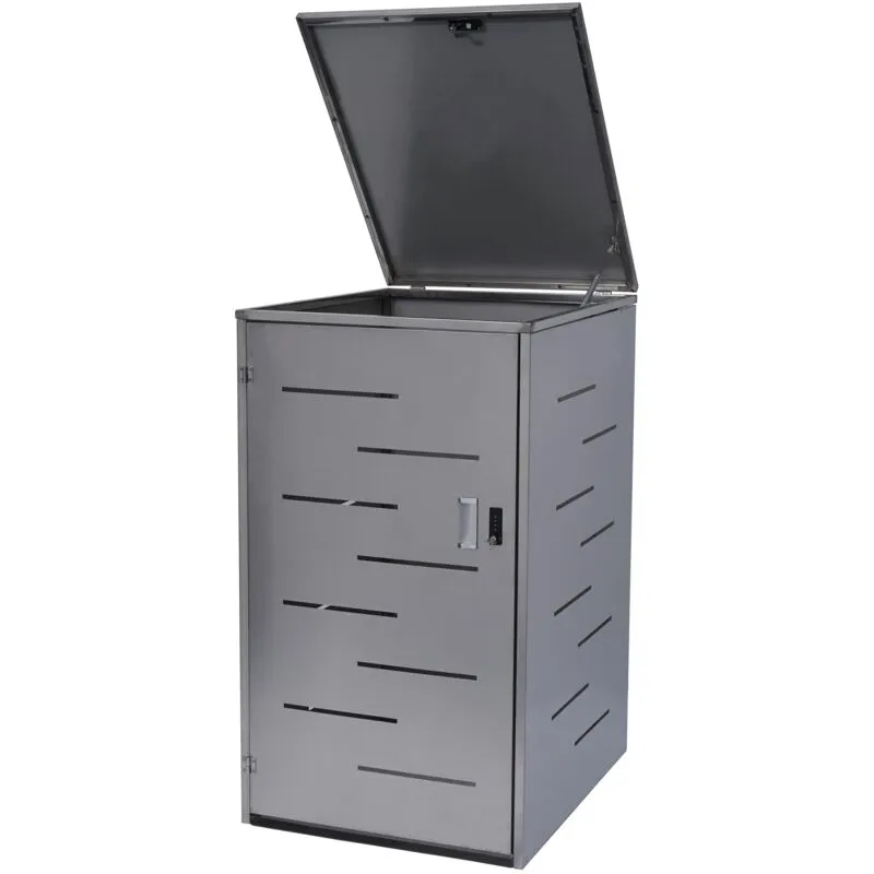  - Copribidone xl singolo box spazzatura rifiuti 389 98x71x116cm acciaio inox - grey