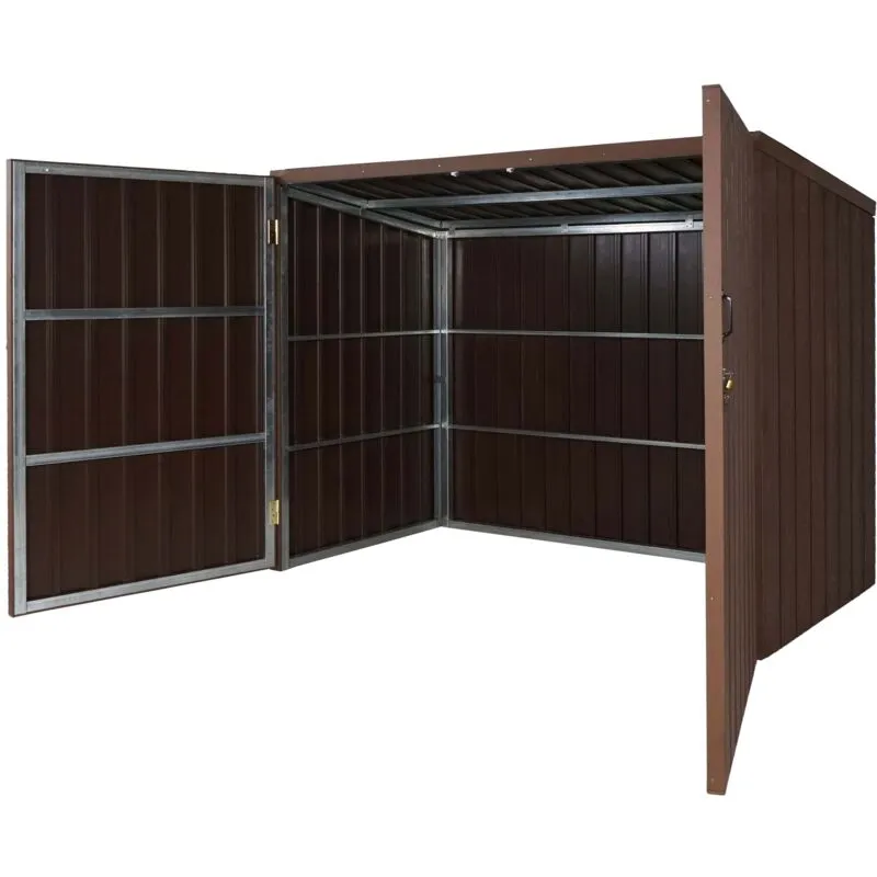  - Copribidoni box spazzatura rifiuti 054, cassonetti bidoni 660-770L, metallo wpc 172x213x112cm marrone - brown