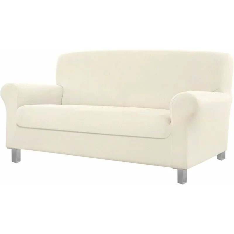 Housse de canapé Résistant aux taches Élastiqué Imperméable Protégez Sofa De couleur unie Crème - 2 Places