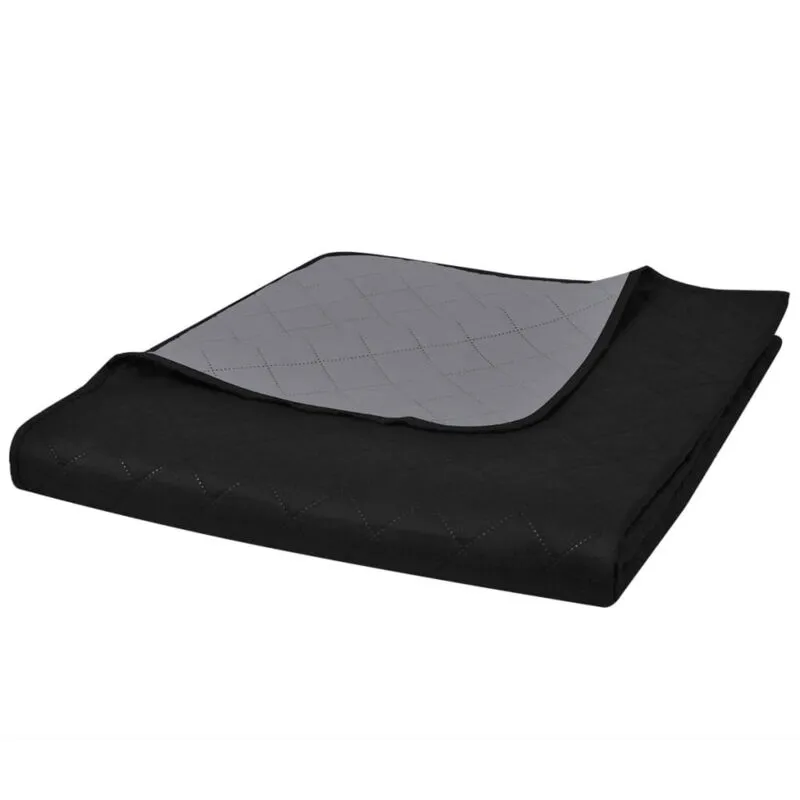 Vidaxl - Copriletto Trapuntato a Doppia Faccia Nero/Grigio 220 x 240 cm