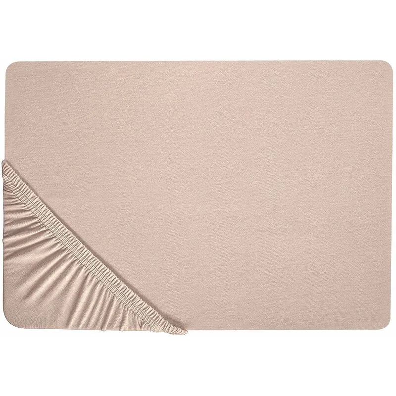 Lenzuolo con angoli cotone beige 90 x 200 cm coprimaterasso elasticizzato Hofuf