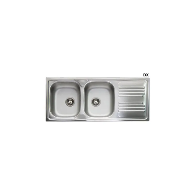  - lavello incasso in acciaio inox con 2 vasche cm 116 gocciolatoio sx