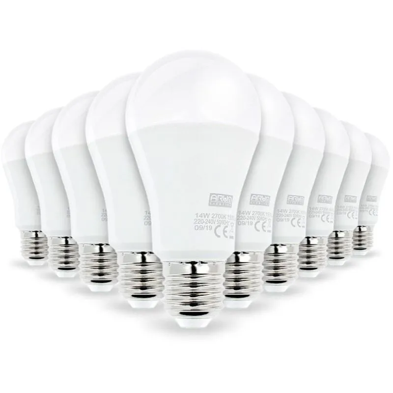 Set di 10 lampadine led E27 Alta luminosità 14W Eq 100W Température de Couleur: Blanc neutre 4000K