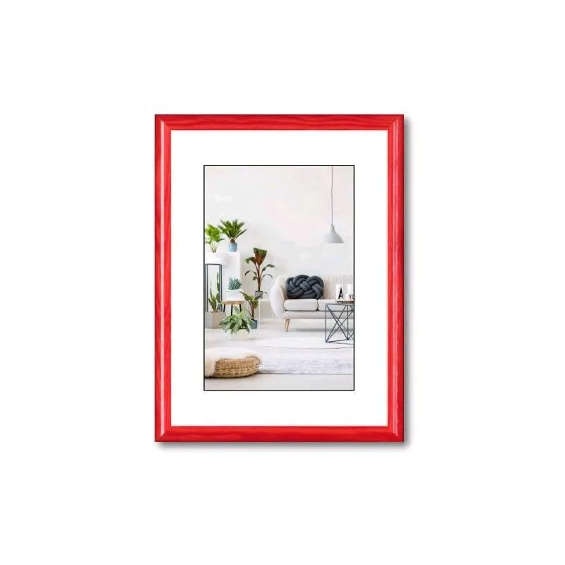 Cornice Foto Portafoto da tavolo da muro colors legno di Pino Colore rosso 15x20 cm 15x20 cm (Con Cavalletto) Colore Rosso
