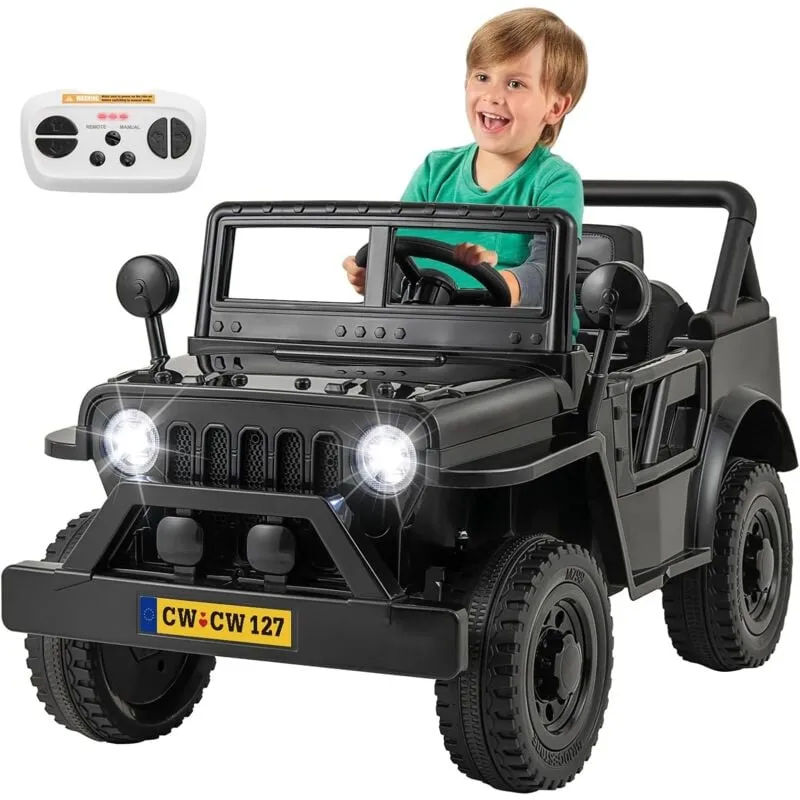 12V Macchina Elettrica per Bambini, Veicolo Elettrico con Telecomando Luci led Musica Clacson, 3 Velocità 3-8 Km/h, Auto Elettrica per Bambini 3