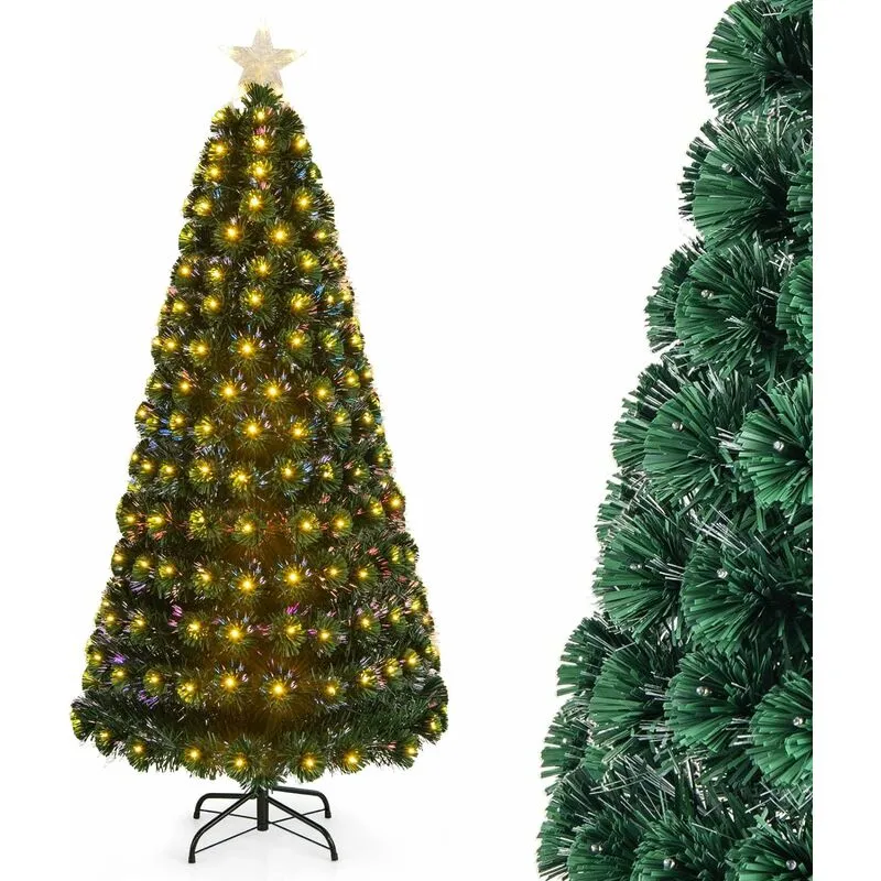 Albero di Natale da 150/180 cm, Albero di Natale Artificiale con 170/230 Rametti in pvc, 170/230 Luci led, Stella Luminosa e 8 Modalità di