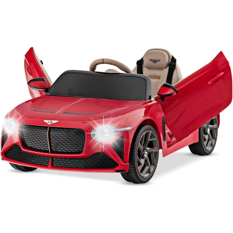 Costway - Bentley 12V Macchina Elettrica per Bambini, Auto Elettrica con Telecomando Luci a led, Velocità Regolabile 3-5 km/h, Veicolo Elettrico per