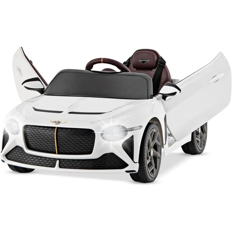 Costway - Bentley 12V Macchina Elettrica per Bambini, Auto Elettrica con Telecomando Luci a led, Velocità Regolabile 3-5 km/h, Veicolo Elettrico per