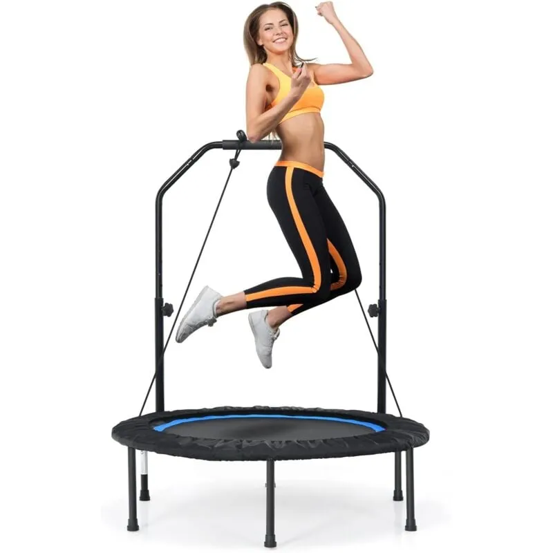 Mini Trampolino Pieghevole 101cm, Trampolino Fitness per Adulti e Bambini,con Maniglia Altezza Regolabile, Capacità di Carico 150 kg - Costway