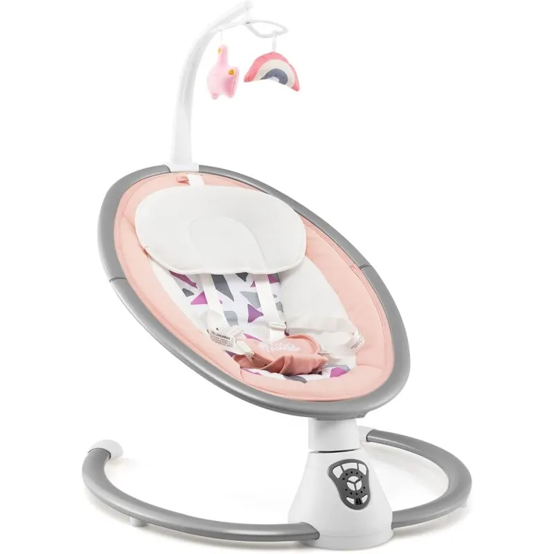 Costway - Sdraietta Elettrica Neonati 0-6 Mesi, Sedia a Dondolo Automatico per Bambini, con 12 Melodie, Cuscino, 2 Giocattoli, Regolabile in 5