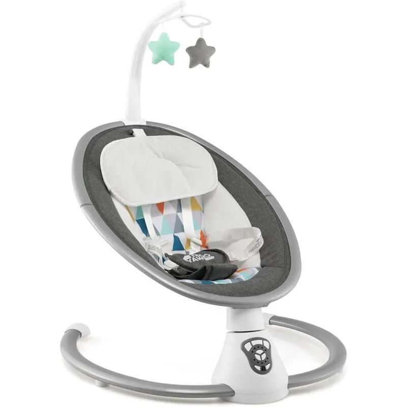 Costway - Sdraietta Elettrica Neonati 0-6 Mesi, Sedia a Dondolo Automatico per Bambini, con 12 Melodie, Cuscino, 2 Giocattoli, Regolabile in 5