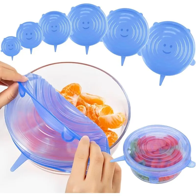 Couvercles extensibles en silicone,6 paquets de couvercles en silicone réutilisables pour la conservation des aliments, couvercles en silicone pour