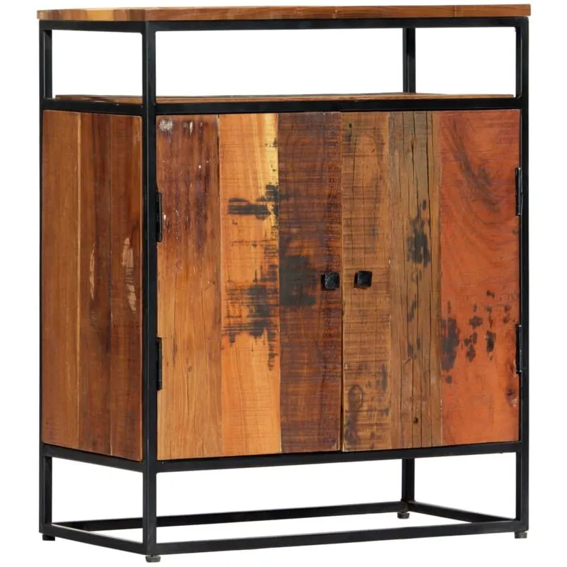 Credenza 60x35x76 cm in Legno Massello di Recupero e Acciaio - Vidaxl