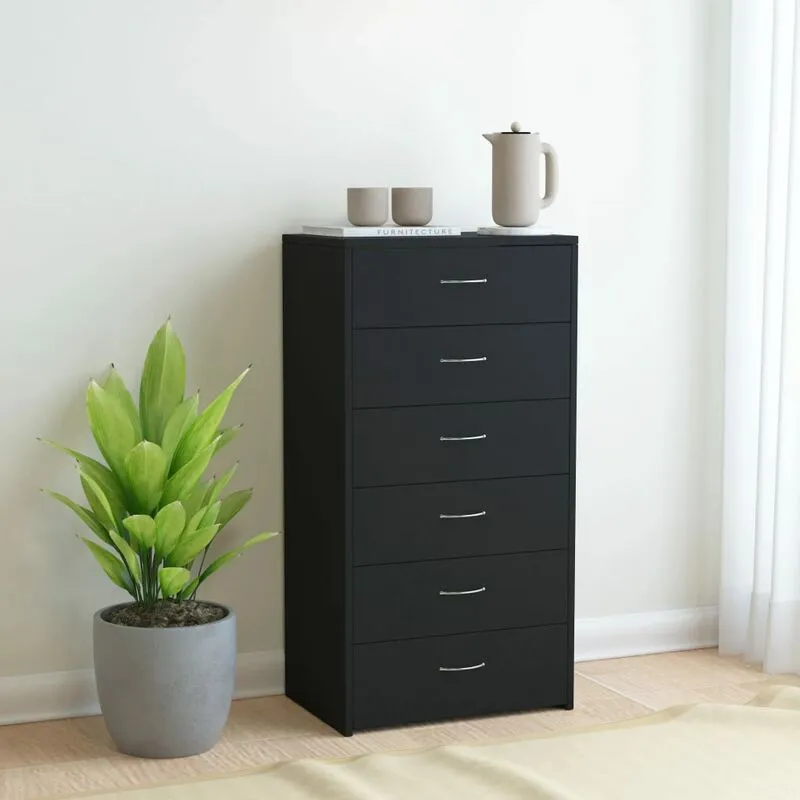 Mobile drawer sideboard with 6 wooden drawers 50x34x96 cm various colors colore : nero