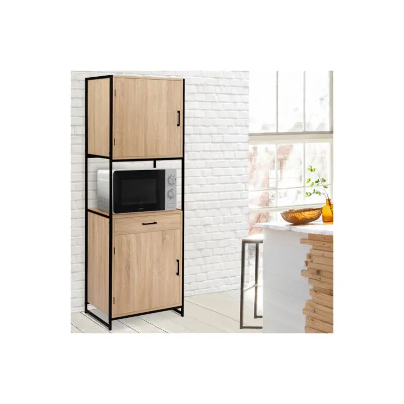 Idmarket - Credenza da cucina 60 cm detroit mobile di design industriale a 2 ante + cassetto