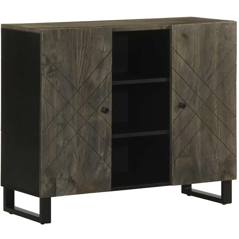 Credenza Nera 90x33x75 cm in Legno Massello di Mango Vidaxl 6730