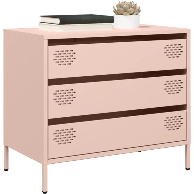 Credenza Rosa 68x39x58,5 cm in Acciaio Laminato a Freddo - Vidaxl