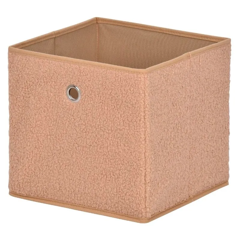 Cubo pieghevole in tessuto bouclé beige - H27 cm