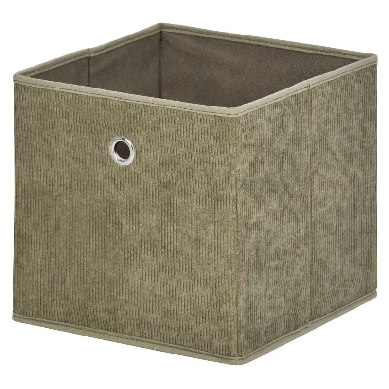 Cubo pieghevole in tessuto velluto a coste verde kaki - H27 cm