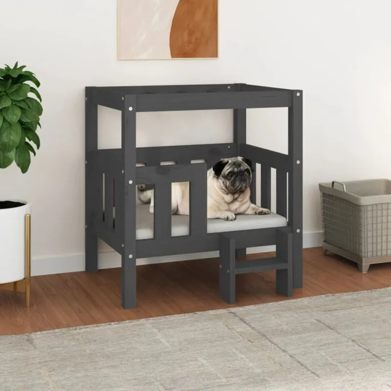 Vidaxl - Cuccia per Cani Grigio 65,5x43x70 cm in Legno Massello di Pino