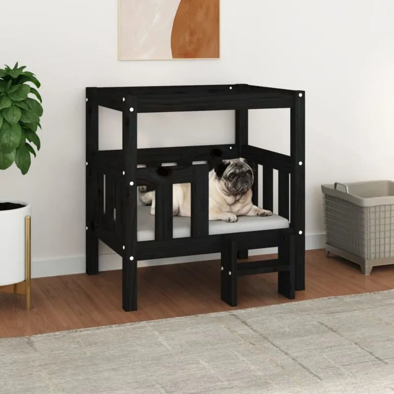 Vidaxl - Cuccia per Cani Nera 65,5x43x70 cm in Legno Massello di Pino