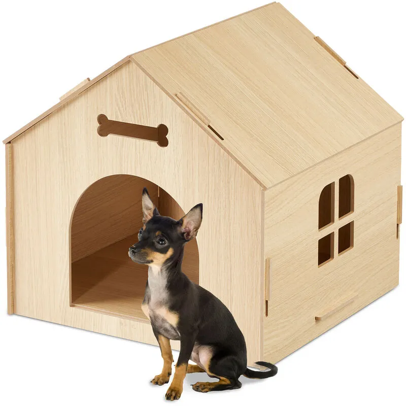 Relaxdays - Cuccia per Cani, Casetta per Gatti, Lettino Animali Domestici per Interni, 35x36,5x34,5cm, Legno mdf, Naturale