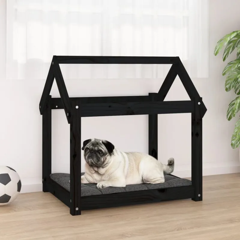 Vidaxl - Cuccia per Cani Nera 71x55x70 cm in Legno Massello di Pino