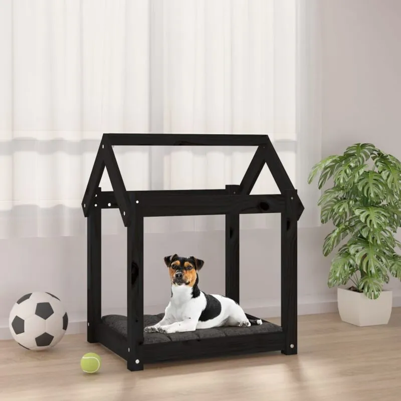 Vidaxl - Cuccia per Cani Nera 61x50x70 cm in Legno Massello di Pino