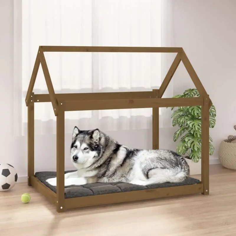 vidaXL Cuccia per Cani Ambra 111x80x100 cm in Legno Massello di Pino