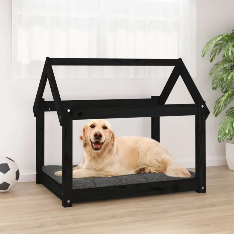 Vidaxl - Cuccia per Cani Nera 81x60x70 cm in Legno Massello di Pino