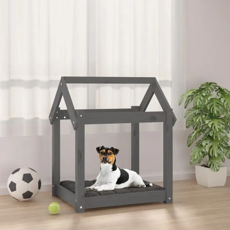 Vidaxl - Cuccia per Cani Grigia 61x50x70 cm in Legno Massello di Pino