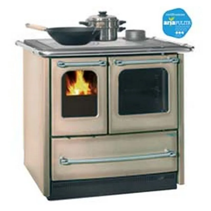 Nordica - cucina a legna sovrana easy evo 2.0 7,5 kw cappuccino - misure CM.96,4X64,1X84,8H. - peso KG.140