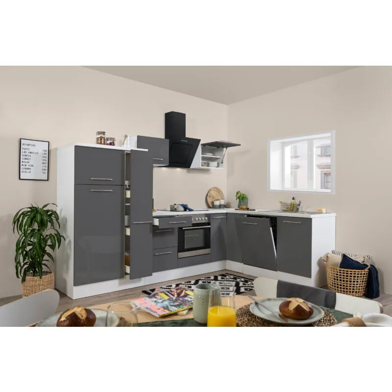  - Cucina Angolo cottura Cucina ad angolo Bianco Grigio Amanda 290 x 200 cm Premium