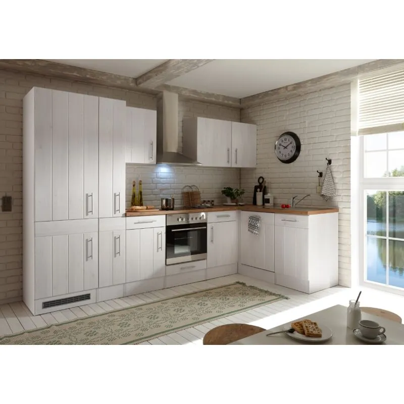 Cucina angolo cottura cucina rustica in larice bianco Anton 310 x 172 cm Respecta