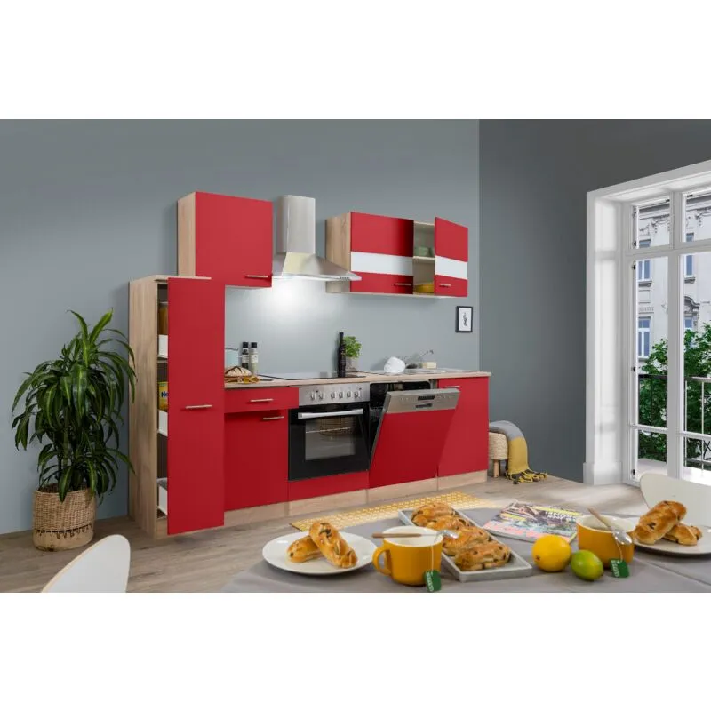 Cucina blocco cucina blocco cucina componibile rovere rosso merle 250 cm 