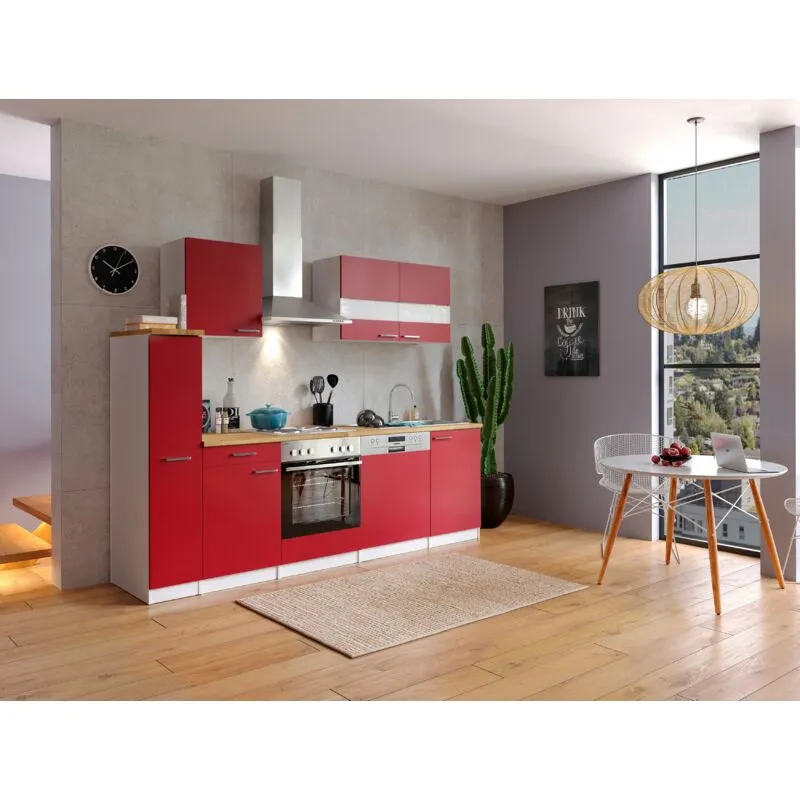  - Cucina Blocco Cucina Blocco Cucina Cucina componibile Bianco Rosso Malia 250 cm Respecta