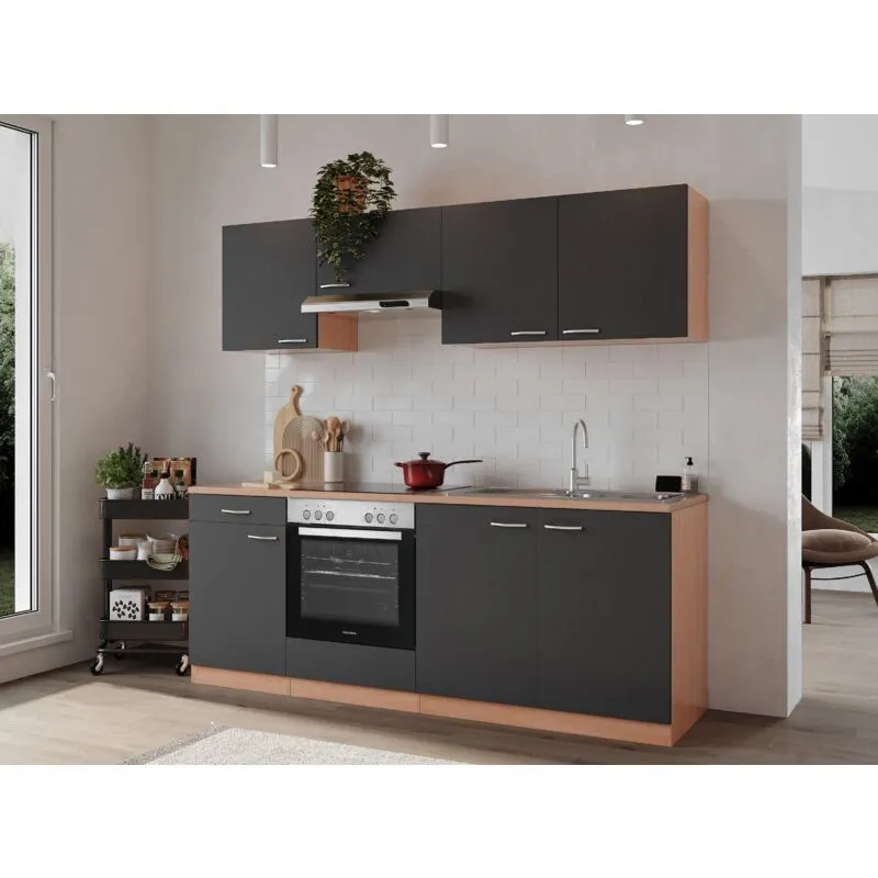  - Cucina blocco cucina blocco cucina cucina componibile faggio grigio Gerda 210 cm Respecta