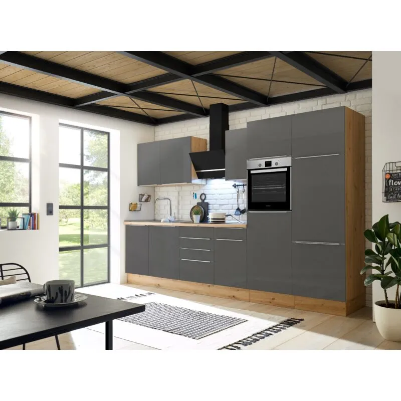 Cucina Blocco cucina Blocco cucina Marleen Premium 340 cm Rovere grigio artigianale 