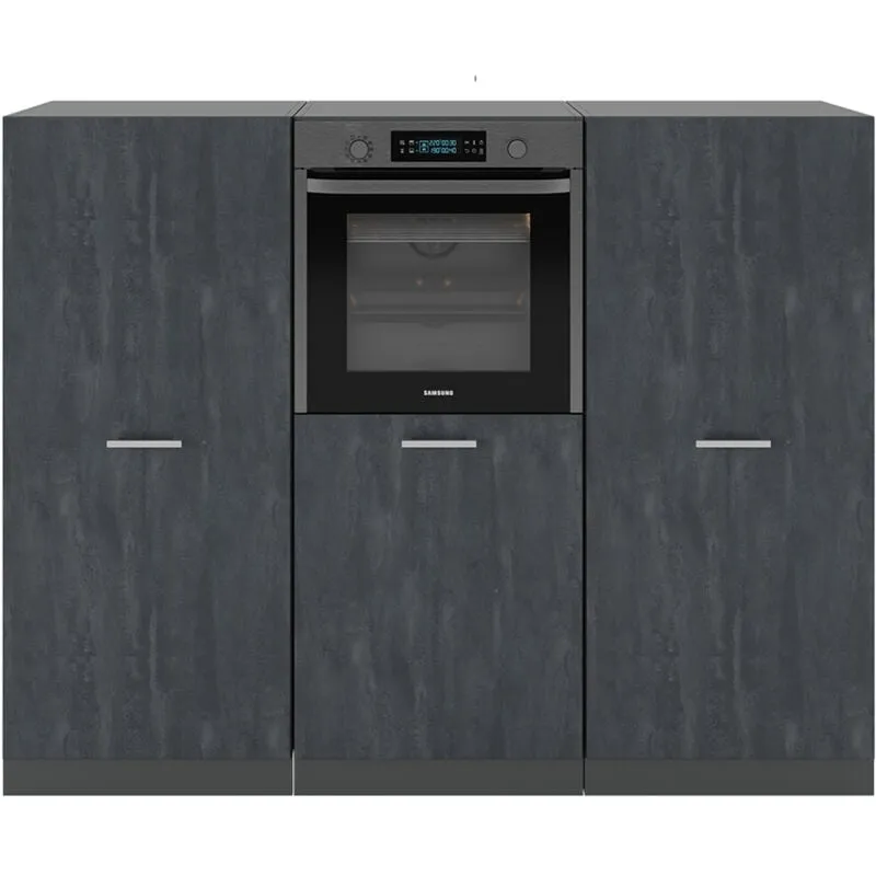  - Cucine componibili piccole R-Line, Calcestruzzo nero/antracite, 180 cm Senza piano di lavoro