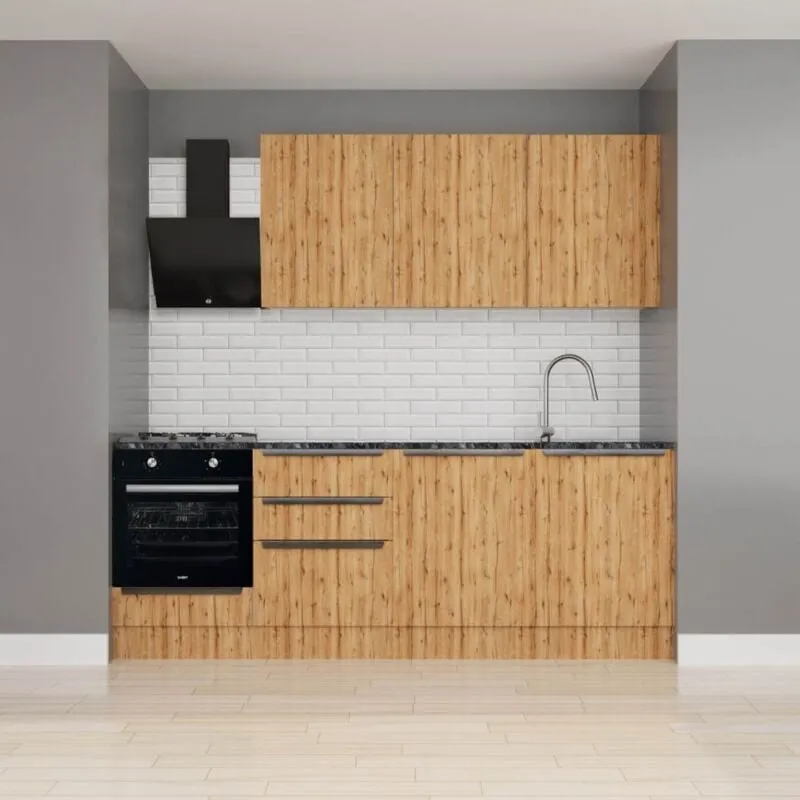 Veriaffari.it - Cucina completa di elettrodomestici Casale 240 colore rovere rustico e struttura bianca